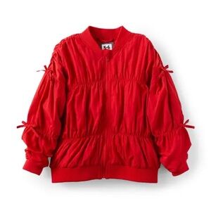 Cotton On Kids Red Bow Bomber Puffer Zip Up Jacket Size 1-2 Years